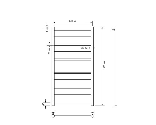 Полотенцесушитель водяной Comfysan Luce W-10 100/50, черный