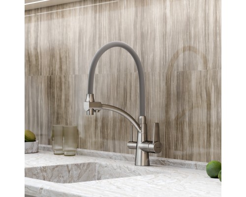 Смеситель для кухни SANCOS Eri SC4001BN с подключением фильтра, браш никель