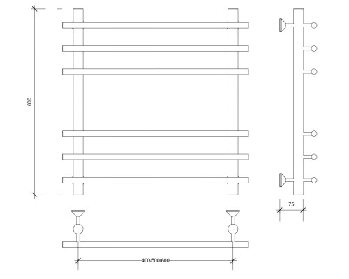 Полотенцесушитель латунный Secado Турин плюс 60х40х50, водяной, бронза