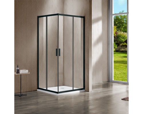 Душевой уголок Vincea Garda VSS-1G9010CLB 1000x900 черный стекло прозрачное
