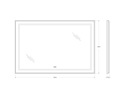 Зеркало BelBagno Kraft 120 SPC-KRAFT-1200-800-LED-TCH-WARM с подсветкой Сатин с сенсорным выключателем и подогревом