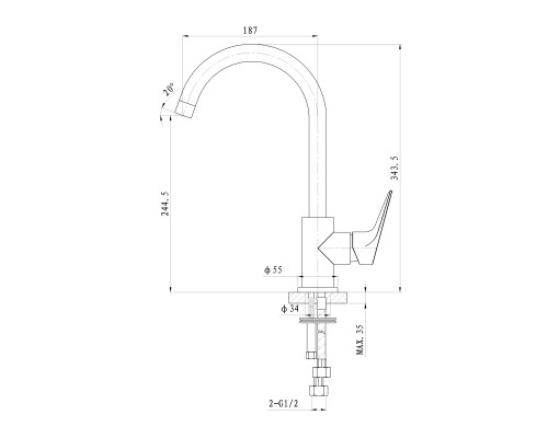 Смеситель для кухни Wonzon&Woghand BALANCE, Хром WW-052101-CR