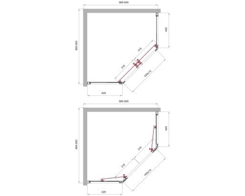 Душевой уголок BelBagno Uno 90х90 UNO-195-P-2-90-C-NERO Черный матовый