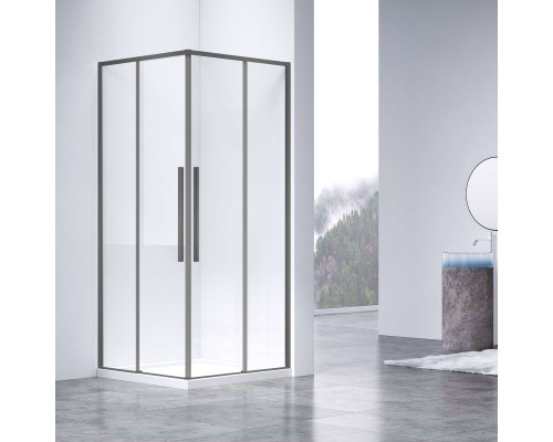 Душевой уголок Vincea Slim-N VSS-4SN90CLGM, 90x90, вороненая сталь, стекло прозрачное