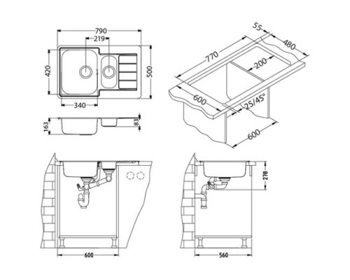 Кухонная мойка Alveus Line 70 SAT-90 790x500 1065684