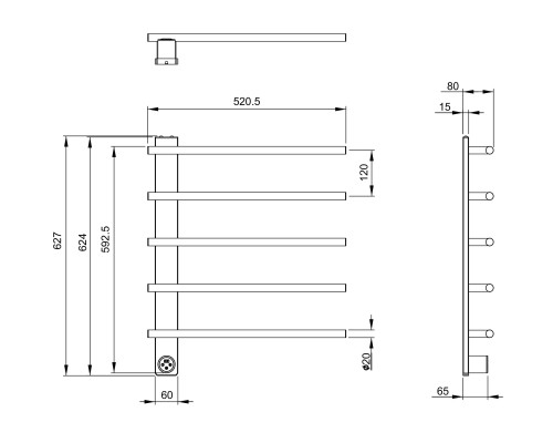 Полотенцесушитель электрический Wonzon&Woghand N?RNBERG, Черный матовый WW-AL345-MB