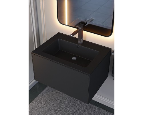 Раковина для ванной 66 см, Uperwood Parma Quartz, черная матовая, "космос"