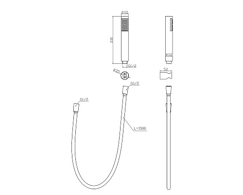 Душевой гарнитур BelBagno Uno UNO-DFS-NERO Черный матовый