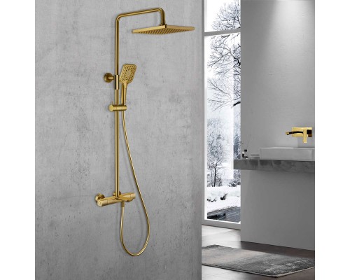Душевая стойка Vincea Next VSFS-1N1TBG термостатическая, брашированное золото