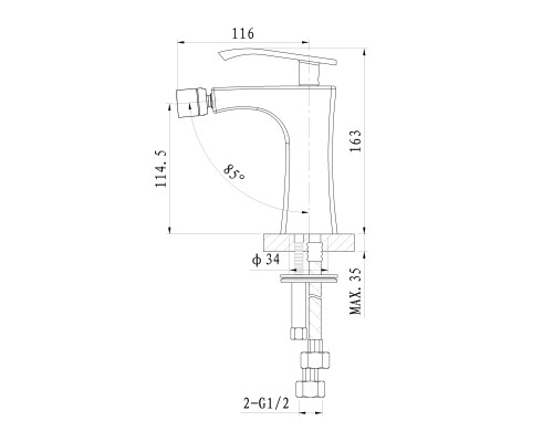 Смеситель для биде Wonzon&Woghand TRIUMPH, Хром WW-565001-CR