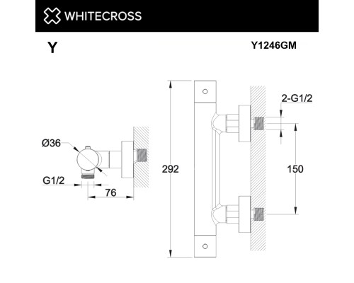 Смеситель термостатический для душа WHITECROSS Y оружейная сталь