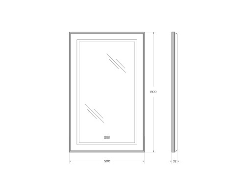 Зеркало BelBagno Kraft 50 SPC-KRAFT-500-800-LED-TCH-WARM-NERO с подсветкой Черное с сенсорным выключателем и подогревом