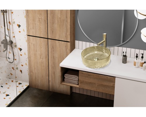Раковина накладная стеклянная ABBER Glas золото