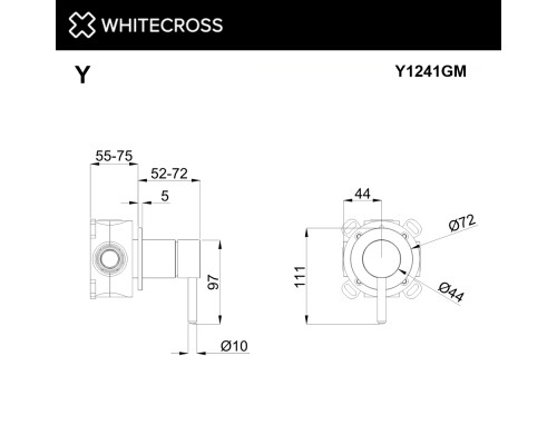 Смеситель скрытого монтажа на 1 потребитель Whitecross Y оружейная сталь