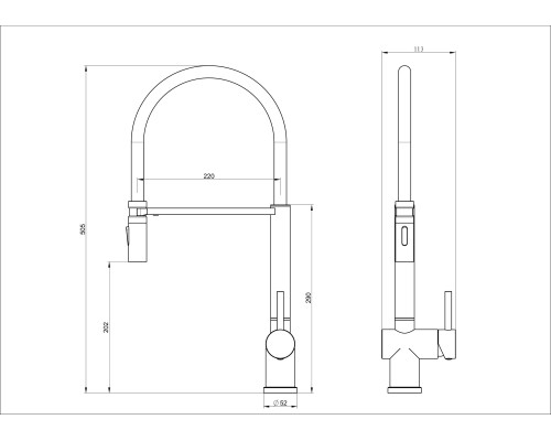 Смеситель для кухни с гибким изливом Wonzon&Woghand, Брашированное золото