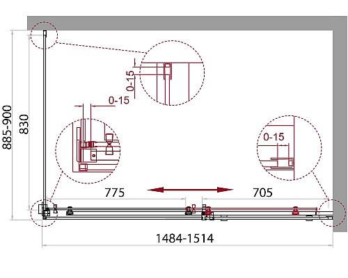 Душевой уголок BelBagno Acqua 150х90 ACQUA-AH-1-150/90-C-Cr Хром