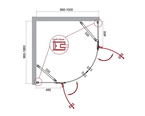Душевой уголок BelBagno Kraft 100х100 KRAFT-R-2-100-C-Cr профиль Хром стекло прозрачное