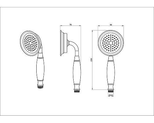 Лейка для душа Wonzon&Woghand, Брашированное золото