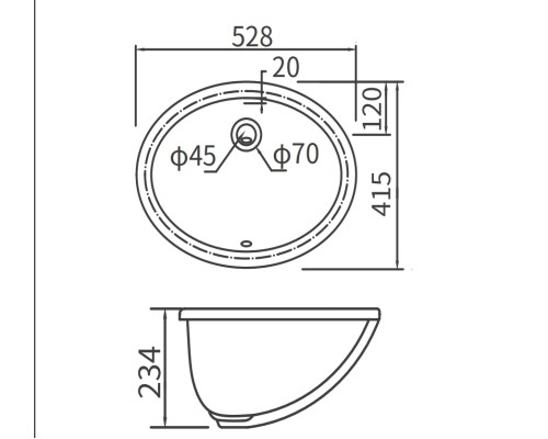 Раковина под столешницу Arrow AP406E белый