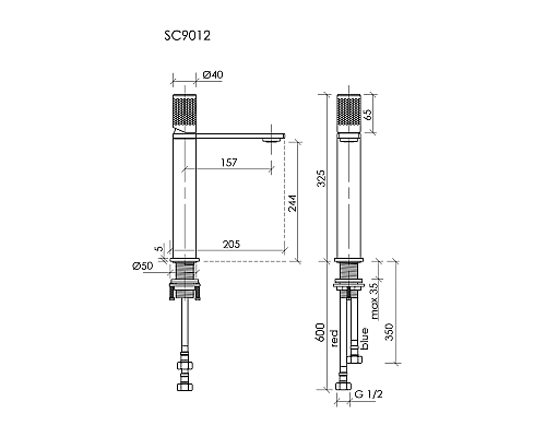 Смеситель для раковины высокий SANCOS Nexus, черный матовый, SC9012MB