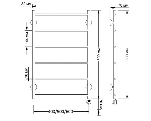 Полотенцесушитель латунный Secado Триада 1 50х80, электрический R, бронза