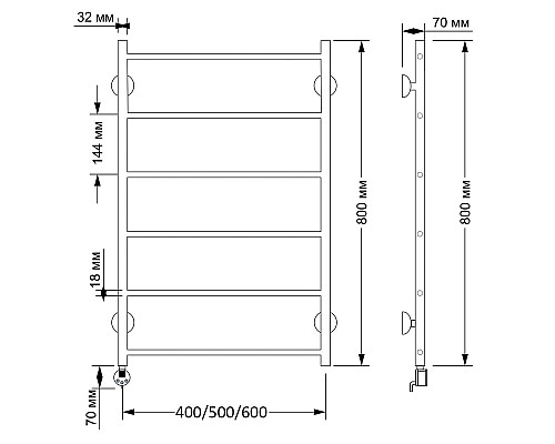 Полотенцесушитель латунный Secado Триада 1 50х80, электрический R, бронза