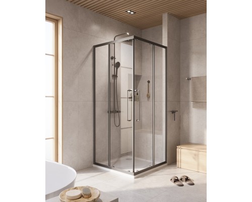 Душевой уголок Cezares Relax-304 100x100 RELAX-304-A-2-100-C-GM профиль Оружейная сталь стекло прозрачное