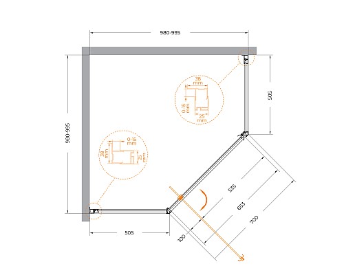 Душевой уголок Cezares ECO-P-1-100-C-Cr