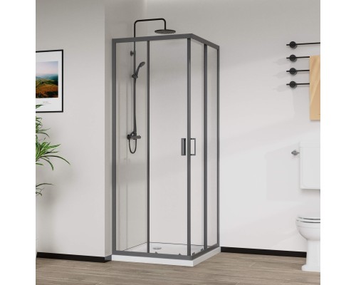 Душевой уголок Vincea City VSS-5CT8010CLGM, 100x80, вороненая сталь, стекло прозрачное