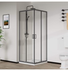 Душевой уголок Vincea City VSS-5CT8010CLGM, 100x80, вороненая сталь, стекло прозрачное