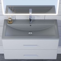 Раковина для ванной кварцевая Uperwood Foster Quartz 90х45,5х17,5 см, серая матовая, бетон