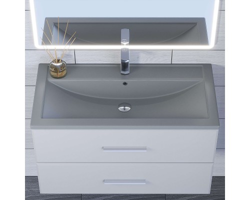 Раковина для ванной кварцевая Uperwood Foster Quartz 90х45,5х17,5 см, серая матовая, бетон