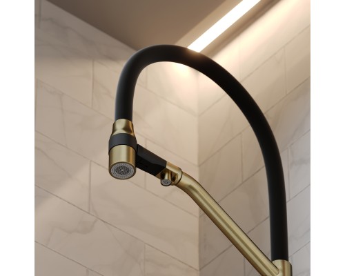 Смеситель для кухни SANCOS Orta SC4008BG с подключением фильтра для воды, браш золото