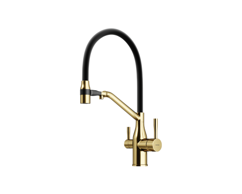 Смеситель для кухни SANCOS Orta SC4008BG с подключением фильтра для воды, браш золото