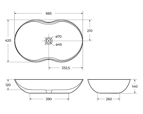 Раковина накладная BelBagno BB1334 Раковина накладная BelBagno BB1334
