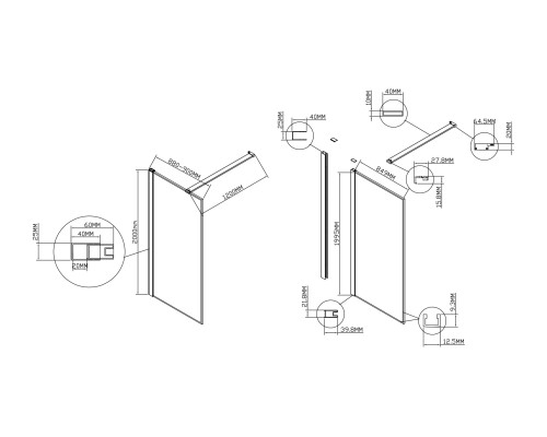 Душевая перегородка Vincea Walk-In VSW-1HS90CL, 90x200, хром, стекло прозрачное