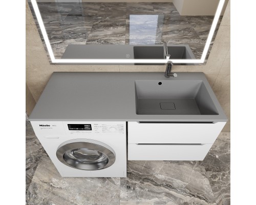 Раковина над стиральной машиной Uperwood Cosmos Quartz 120 правая, крыло слева, серый шелк