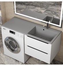 Раковина над стиральной машиной Uperwood Cosmos Quartz 120 правая, крыло слева, серый шелк