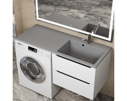 Раковина над стиральной машиной Uperwood Cosmos Quartz 120 правая, крыло слева, серый шелк