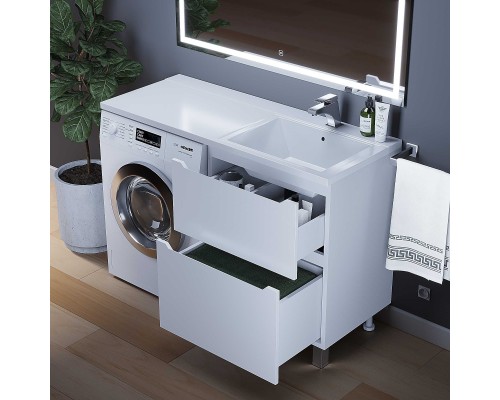 Тумба под стиральную машину напольная Uperwood Tanos 58х47,5х76,5 см, белая, 2 ящика