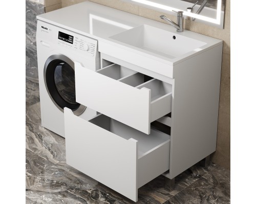 Тумба под стиральную машину напольная Uperwood Tanos 58х47,5х76,5 см, белая, 2 ящика