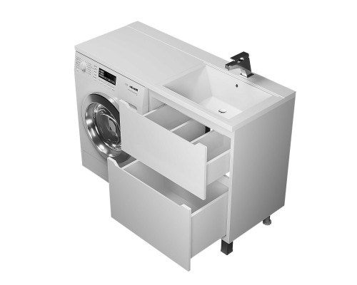 Тумба под стиральную машину напольная Uperwood Tanos 58х47,5х76,5 см, белая, 2 ящика