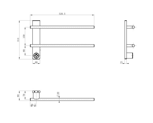Полотенцесушитель электрический Wonzon&Woghand N?RNBERG, Черный матовый WW-AL342-MB
