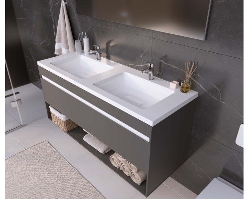 Раковина для ванной Uperwood Modul 122х45х12 см, белая глянцевая
