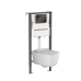 Комплект Подвесной унитаз Новый день (New day) Безободковый (Rimless) + Система инсталляции Баланс (Balance) кнопка Квадрат (Square), черный матовый