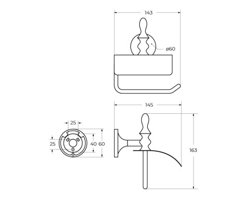 Держатель туалетной бумаги подвесной ART&MAX AM-E-4283-Br