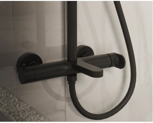 Душевая стойка Vincea Rondo VSFS-1R1MB с изливом, черный матовый