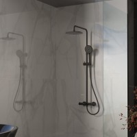 Душевая стойка Vincea Rondo VSFS-1R1MB с изливом, черный матовый