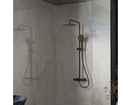 Душевая стойка Vincea Rondo VSFS-1R1MB с изливом, черный матовый