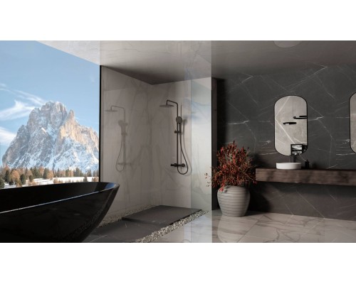 Душевая стойка Vincea Rondo VSFS-1R1MB с изливом, черный матовый